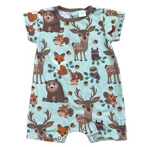 Peppy Mini Romper Forest Animals Blue Infant/Baby Boy Size 6 Months
